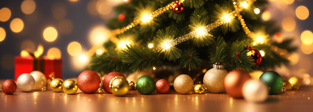 Christmas tree and presents. generative AI illustration.の素材