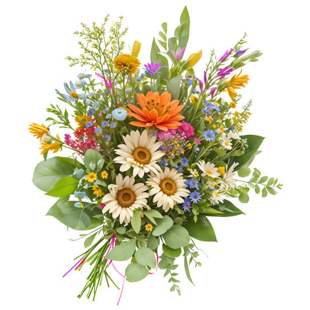 beautiful  wildflowers  round bouquet for bridal. Generative AI.の素材