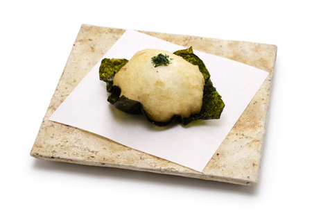 Yamaimo no isobe-age ( Grate Japanese yam and put it on top of Nori seaweed and then deep-fried ), Japanese cuisineの写真素材