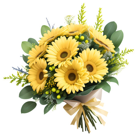 Yellow Gerbera bouquet. Generative AI.の素材