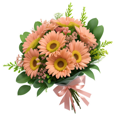 Salmon Pink Gerbera bouquet. Generative AI.の素材