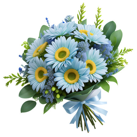 Blue Gerbera bouquet. Generative AI.の素材