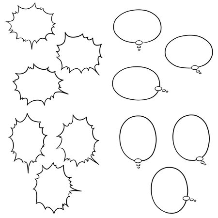 hand drawing yelling balloons and thought bubbles.の写真素材
