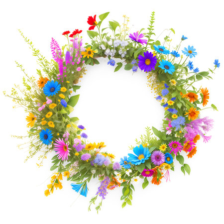 beautiful wildflowers wreath for bridal. Generative AI. transparent PNGの素材