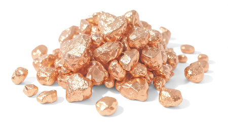 a heap of pink gold grains. generative AI illustration. transparent PNGの素材