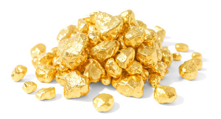 a heap of 18K gold grains. generative AI illustration. transparent PNGの素材