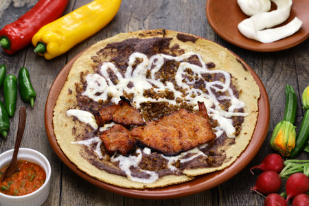 homemade open face tlayuda, Mexican pizza