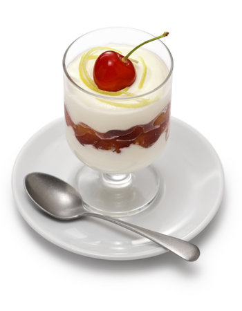 Cherry Lemon Syllabub, English Whipped Cream Dessertの写真素材
