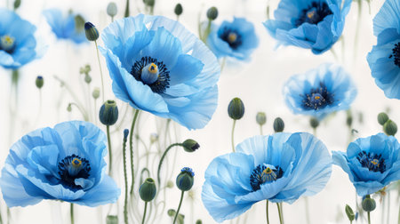 blue poppy flower. Generative AI.の素材