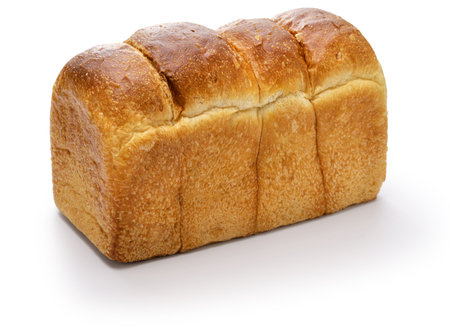 Japanese milk bread isolated on white backgroundの写真素材
