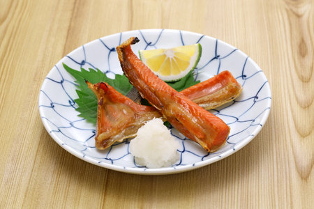 grilled salmon belly, Japanese cuisineの写真素材