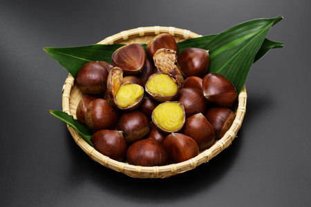 Porotan is a Japanese chestnut whose inner skin is easy to peel.の写真素材