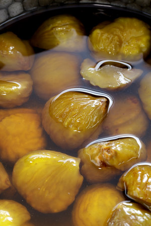 Making Candied chestnuts. Japanese cuisineの写真素材