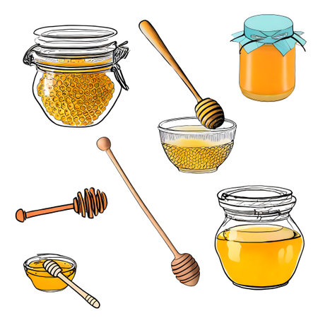 Honey various illustrations generative AIの素材