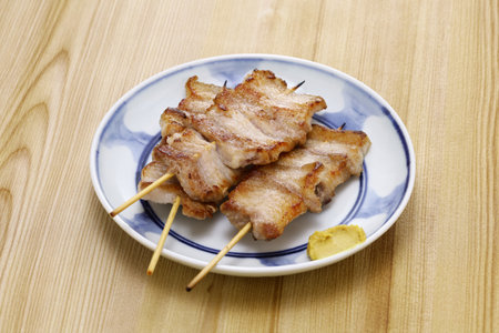 Yakiton, Japanese grilled pork skewers, pork bellyの写真素材