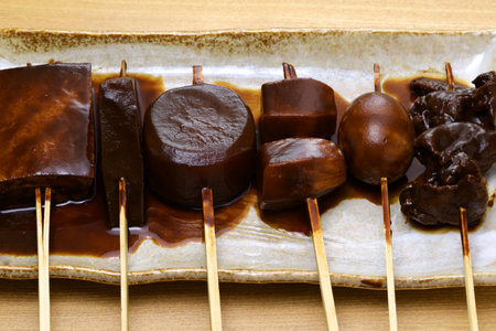 Nagoya specialty, miso stew oden.
Oden is a traditional Japanese dish made by simmering various ingredients.の写真素材