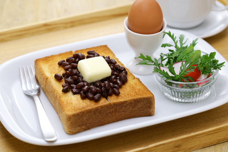 butter and sweet adzuki beans on toast, Nagoya specialty breakfast, Japanese foodの写真素材