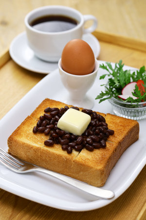 butter and sweet adzuki beans on toast, Nagoya specialty breakfast, Japanese foodの写真素材