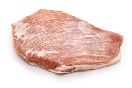 pork jowl meat isolated on a white backgroundの写真素材