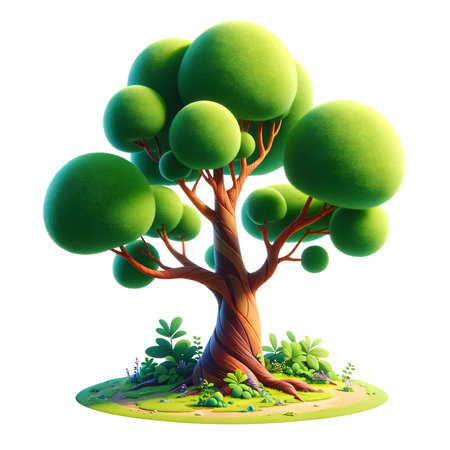 illustration of a strange tree isolated on a white background, PNG, generative AIの素材