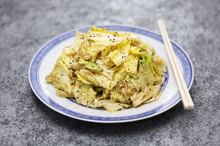 Chinese cabbage salad with sesame dressing (Qian Long Bai Cai ), Beijing foodの写真素材