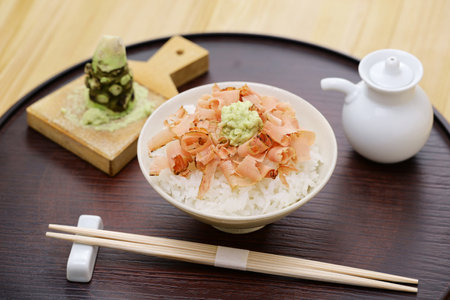 Japanese wasabi rice bowlの写真素材