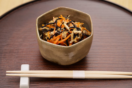 simmered hijiki seaweed, Japanese cuisineの写真素材