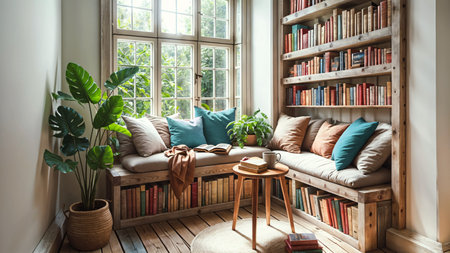 A nook is a small, cozy place in a corner of a house.の素材