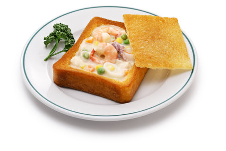coffin bread, Taiwanese food.
It is white bread that has been fried in oil, with the center hollowed out and stuffed with seafood chowder.の写真素材
