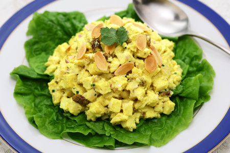 homemade coronation chicken, British cuisineの写真素材