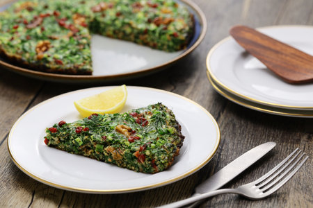 Kuku sabzi (herb frittata), vegetarian Iranian foodの写真素材