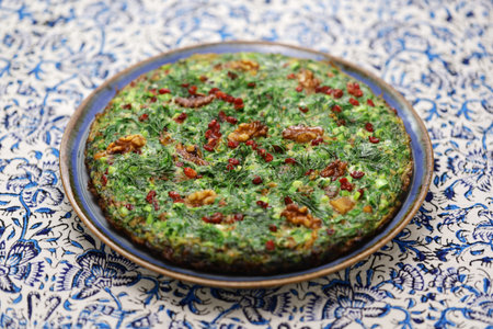 Kuku sabzi (herb frittata), vegetarian Iranian foodの写真素材