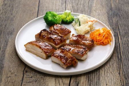 Authentic Japanese teriyaki chicken.の写真素材