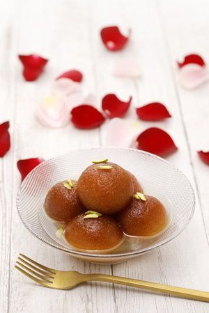 homemade gulab jamun, traditional Indian dessertの写真素材