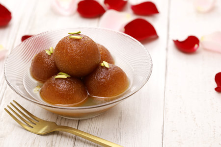 homemade gulab jamun, traditional Indian dessertの写真素材