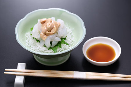 sashimi of kawahagi( thread-sail filefish ), Japanese cuisineの写真素材