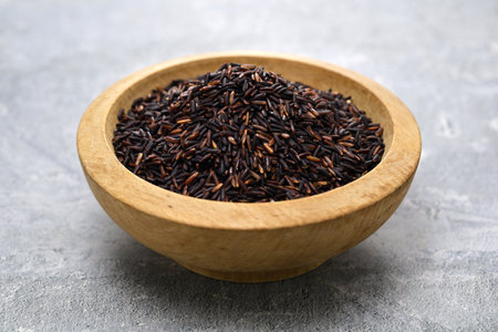 Thai riceberry rice, gluten-free, superfood.の写真素材