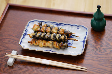 Kurikara-yaki (charcoal grilled eel skewers), Japanese unagi dishの写真素材