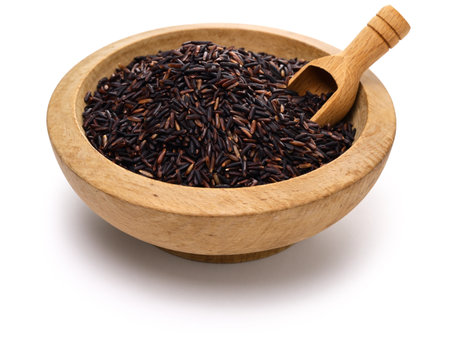 black purple rice (Thai riceberry) salad, vegan cuisineの写真素材