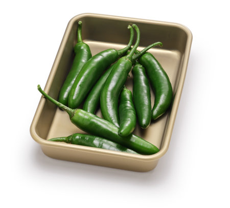 serrano peppers isolated on white backgroundの写真素材