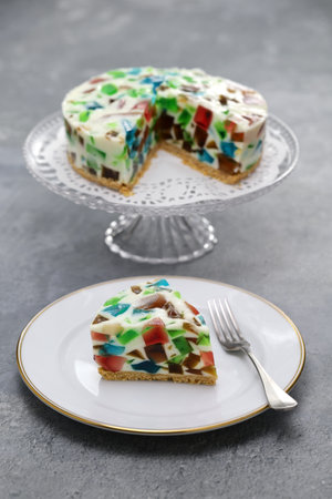 terrazzo cheesecake, homemade no-bake dessertの写真素材