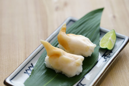 Ishikagegai (Bering sea cockle) nigiri sushi, Japanese cuisineの写真素材