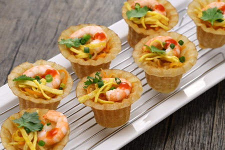 Homemade Kuih(kueh) pie tee, Malaysian Nyonya cuisine appetizer.の写真素材
