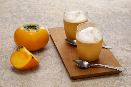 No bake Persimmon pudding, American dessertの写真素材