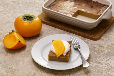 Persimmon pudding, traditional American dessertの写真素材