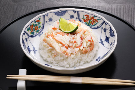 Kani meshi (Snow crab meat over rice dish), Japanese foodの写真素材