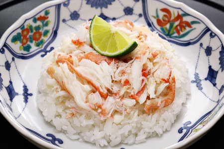 Kani meshi (Snow crab meat over rice dish), Japanese foodの写真素材