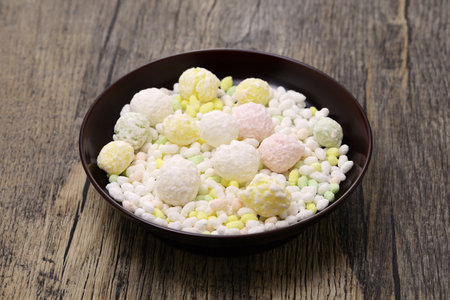 Hina arare, Japanese sweet rice crackers like hail.の写真素材