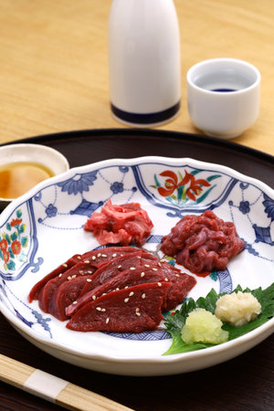 Salmon shark heart sashimi, Japanese cuisineの写真素材