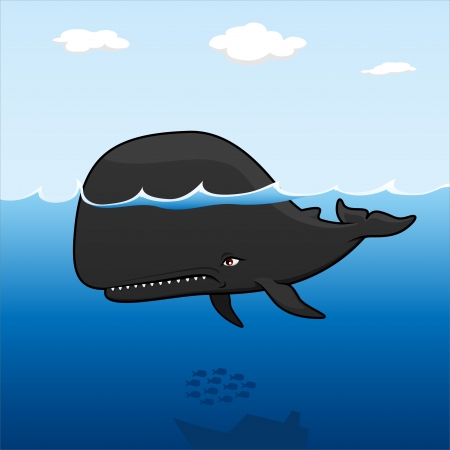 a ferocious whale in the oceanのイラスト素材